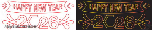 Happy New Year 2026 festive vector. decorative Happy New Year 2026 vector illustrations in varied colors and styles, ideal for seasonal greetings, celebration graphics,EPS10/AI. 