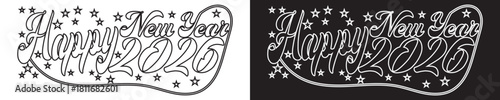 Happy New Year 2026 festive vector. decorative Happy New Year 2026 vector illustrations in varied colors and styles, ideal for seasonal greetings, celebration graphics,EPS10/AI. 