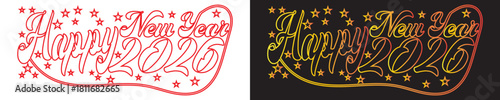 Happy New Year 2026 festive vector. decorative Happy New Year 2026 vector illustrations in varied colors and styles, ideal for seasonal greetings, celebration graphics,EPS10/AI. 