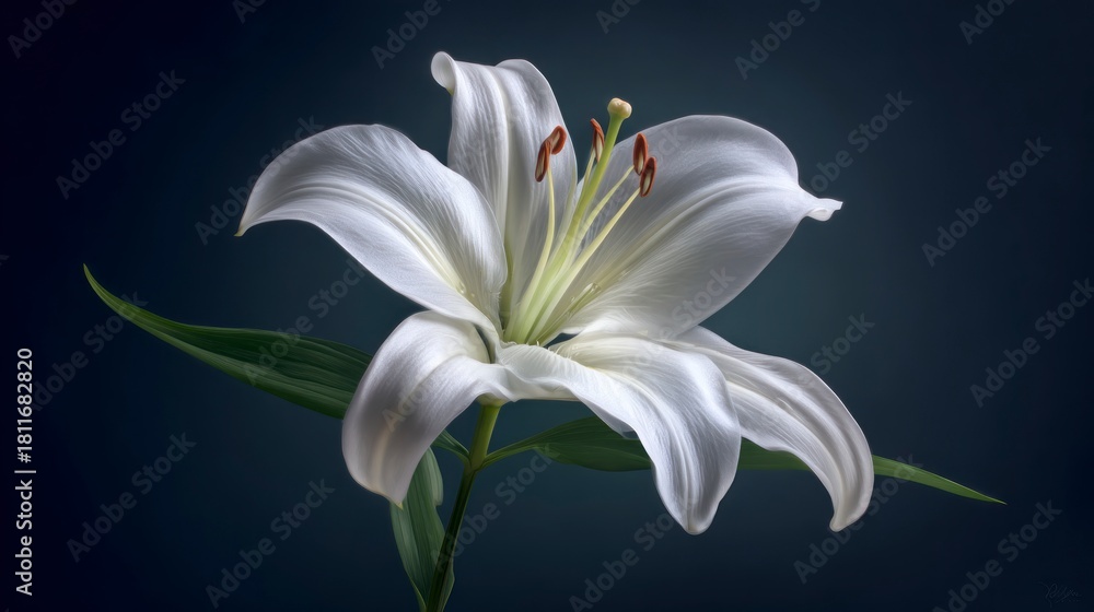Fototapeta premium Single white lily close up