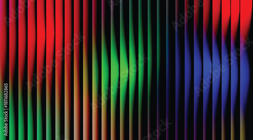 Colorful abstract pattern featuring a gradient of vertical stripes in a striking red, green, and blue spectrum

