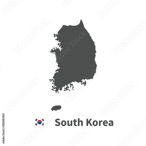 South Korea map flag illustration on white background