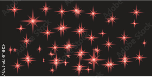 Sparkling star, vector glowing star light effect. Glitter magic star sparks on transparent background.