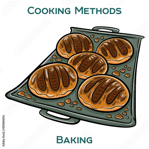 Baking. Cooking methods. Hand-drawn vector illustration.
