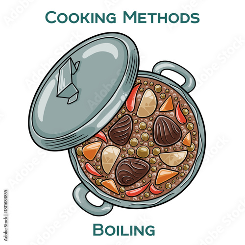 Boiling. Cooking methods. Hand-drawn vector illustration.