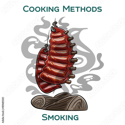 Smoking. Cooking methods. Hand-drawn vector illustration.