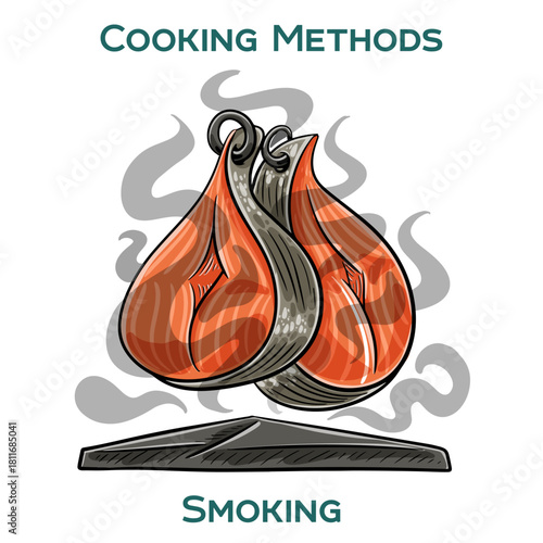 Smoking. Cooking methods. Hand-drawn vector illustration.