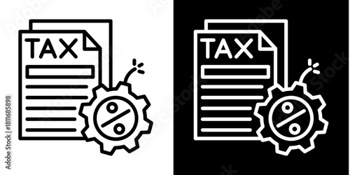 Tax Document   Icon Set White Style Collection