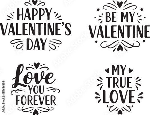 Valentines Day Love Quotes Graphic Set for Cards and Crafts