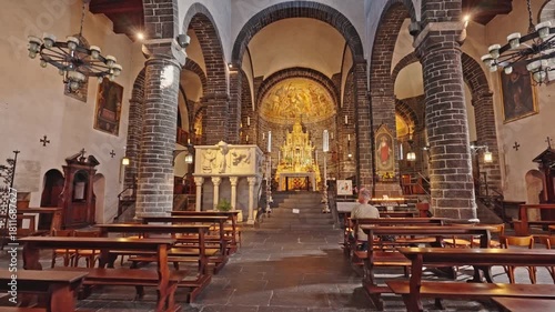 Interior of Basilica di San Giacomo in Bellagio, Lake Como, Italy.Filmed on September 15,2025