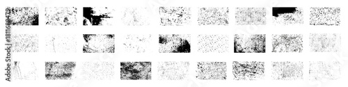 Grunge texture backgrounds in black and white. Various distressed surfaces and noise patterns for artistic overlays