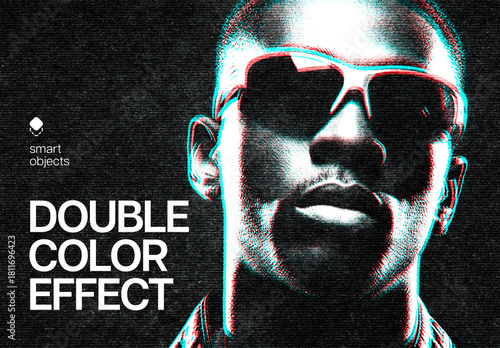 Color Glitch Photo Effect Mockup