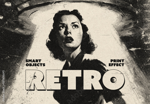 Retro Grunge Print Effect Mockup