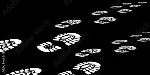 footprint shoe sole tracking path on transparent background, shoe footprint path vector illustration