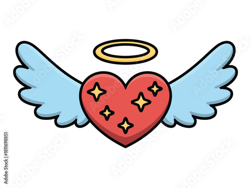 Wallpaper Mural Red heart with wings and halo, iconographic symbol of love and angel Torontodigital.ca