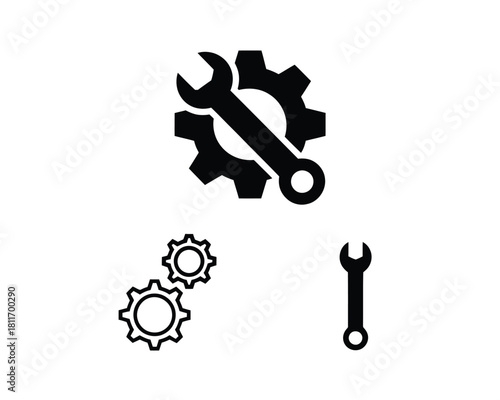 Wallpaper Mural Wrench and gears icon set for repair and engineering concepts Torontodigital.ca