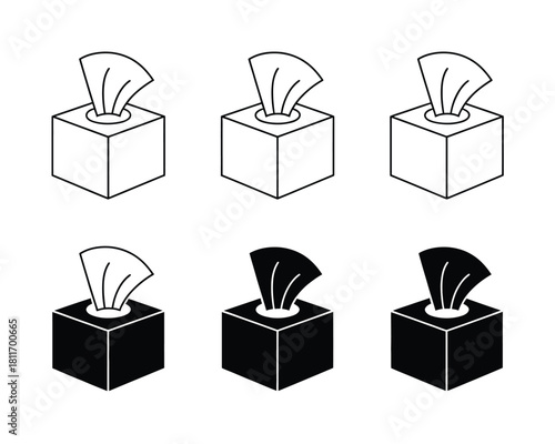 Wallpaper Mural Tissue box icons: outlined and solid, set of six variations Torontodigital.ca