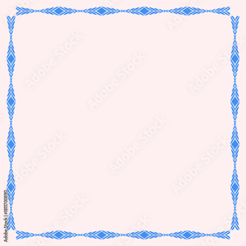 Organic ethnic frame border background layout poster template blue color editable