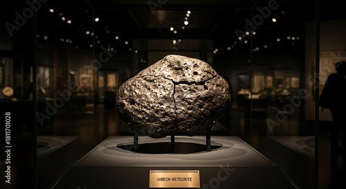 Fototapeta Naklejka Na Ścianę i Meble -  Gibeon meteorite exhibit space rock celestial body cosmic object museum display educational resource