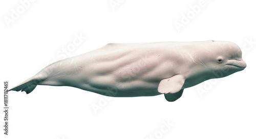 Bild auf Leinwand Isolated Beluga whale underwater, arctic mammal swimming, odontocete, marine ani