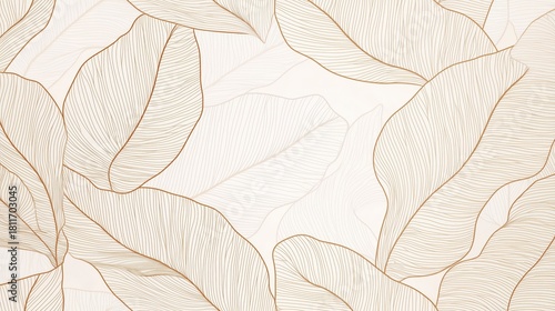 Abstract leaf pattern with golden lines