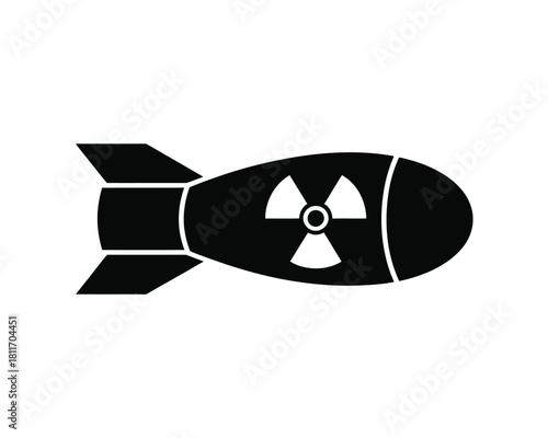 Atomic bomb icon with radiation symbol - isolated on white background
