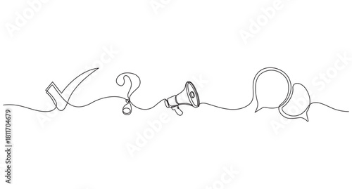 Sign symbol icon continuous single line art drawing vector illustration,