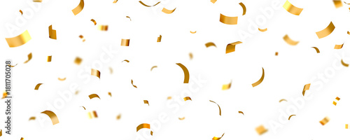 falling gold confetti and streamers seamless pattern on transparent background	
