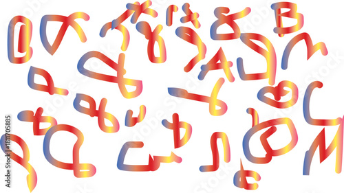 Colorful vector alphabet letters set with red symbol font design and school education illustration