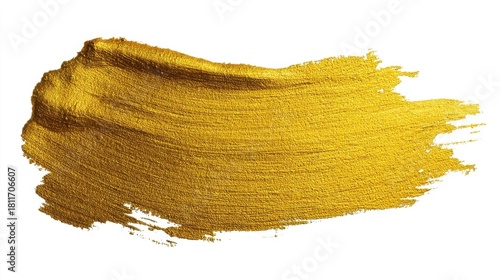 A dynamic gold paint stroke with thick texture and visible brush marks creates an artistic pattern on a clean white back
