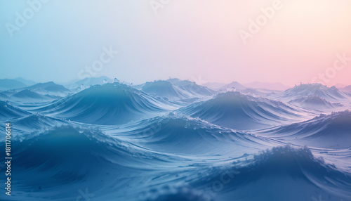 Ocean waves with a gradient sky in the background during the sunset time