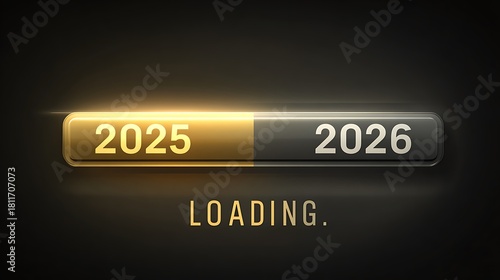 2025 to 2026 Transition Concept with Loading Progress Bar, Future Planning and Year-End Progress Illustration
