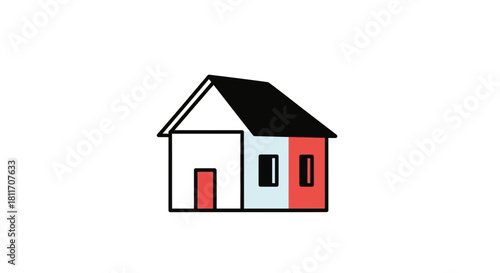 Stylized Home Icon with Modern Color Blocking for Real Estate and Design Projects, Perfect for Branding and Infographics, Originally a Scalable Vector Graphic
