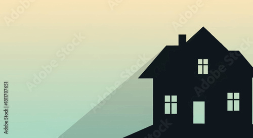 Stylish home silhouette illustration for real estate, mortgage, or housing market visuals with modern appeal, ideal for property listings and design projects