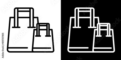 Shopping Bags  Icon Set White Style Collection
