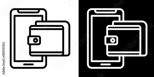 Mobile Wallet  Icon Set White Style Collection
