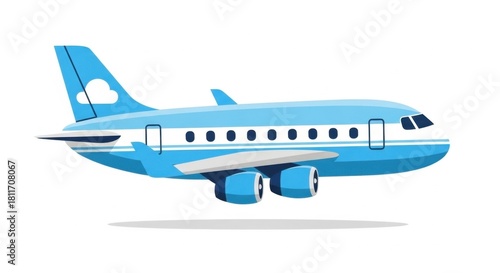 Wallpaper Mural Whimsical blue airplane illustration with cloud design, perfect for children's aviation themed Torontodigital.ca