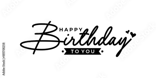 Happy Birthday hand drawn lettering design vector illustration. Symbol for Happy birthday celebration moment, anniversary, greeting card, and invitation.