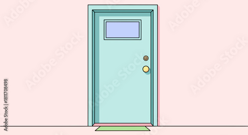 Charming doorway illustration invites exploration and new beginnings, ideal for home decor, design projects, and branding with a fresh, modern aesthetic