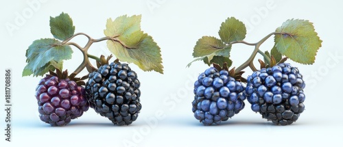 Fresh Bramble of Blackberries and Blueberries for Healthy Living and Food Packaging