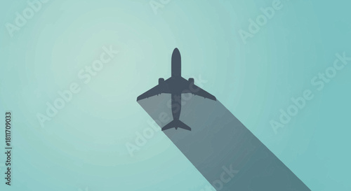 Modern airplane illustration for travel blog, tourism advertisement, or transportation industry website, promoting adventure, vacation, and global business travel