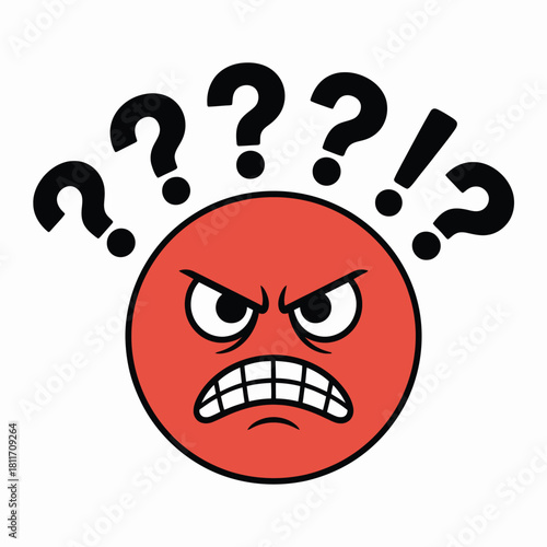 Angry face with question marks and exclamation point graphic