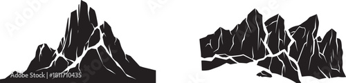 Jagged Mountain Peak Silhouette: Black and White Vector

Sharp Rock Cliff Illustration for Adventure Logo

High Altitude Summit Graphic Design