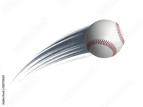 Baseball in motion with motion blur effect, isolated on white