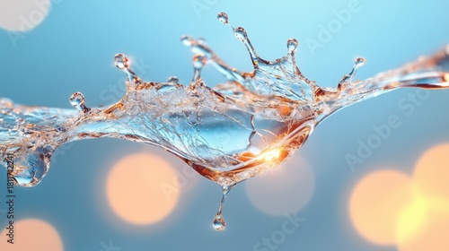 Macro Shot of Cracked Old Glass Surface with Water Splash Detail