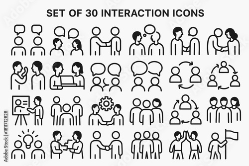Interaction & Communication Line Icons Set