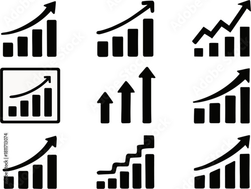 Business Growth Charts Icons Set