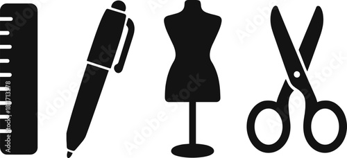 Fashion Design Tools Icon Set