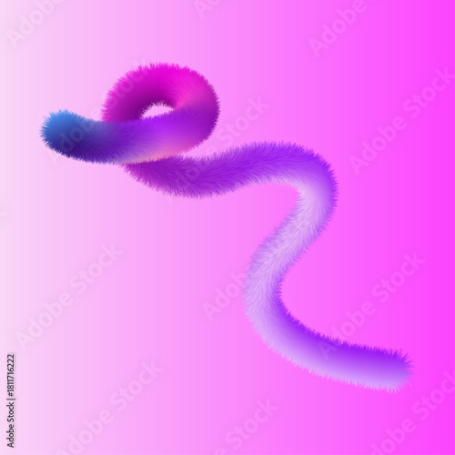 Abstract fuzzy wavy line with gradient colors on a vibrant pink background