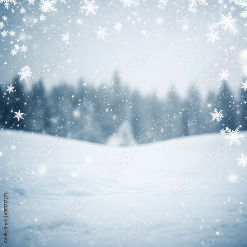 Wallpaper Mural Minimal Snowy Landscape Background with Falling Winter Flakes and Christmas Copy Space Torontodigital.ca